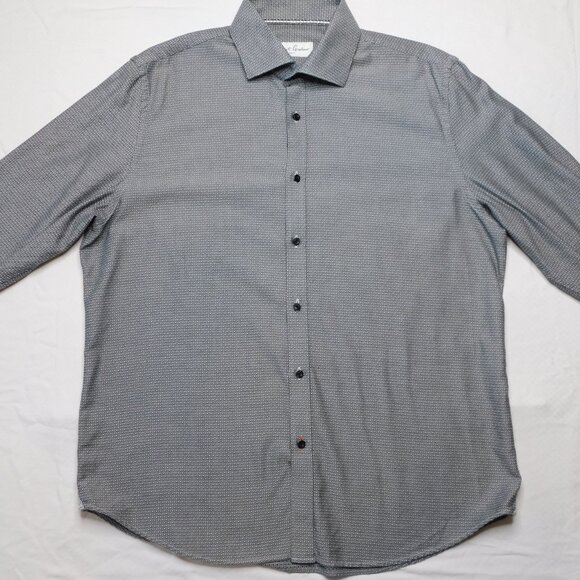 Robert Graham Black & White Diamond Patterned Dress Shirt | Fitted | EUC | 17 43 - Picture 4 of 14